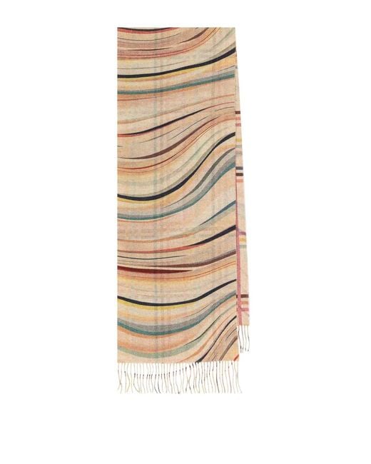 Paul Smith Natural Cashmere Blend Swirl Scarf