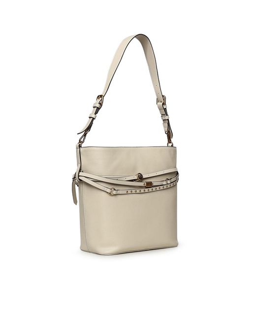 Pinko White Medium Leather Bucket Belt Bag