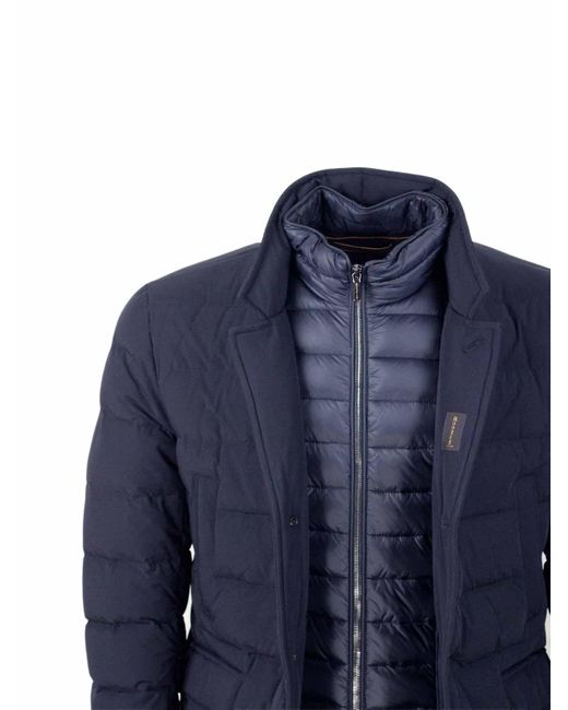 Moorer Blue Tech Fabric Coat for men