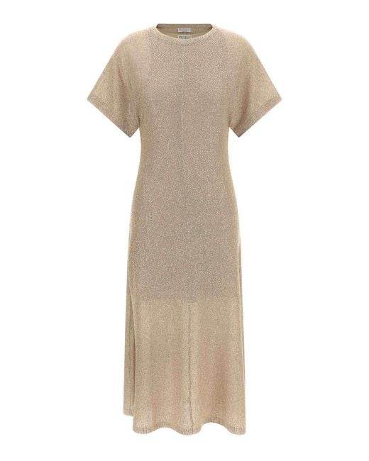 Brunello Cucinelli Natural Sequin Dress