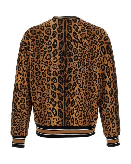 Dolce & Gabbana Brown Leopard Print Sweatshirt for men