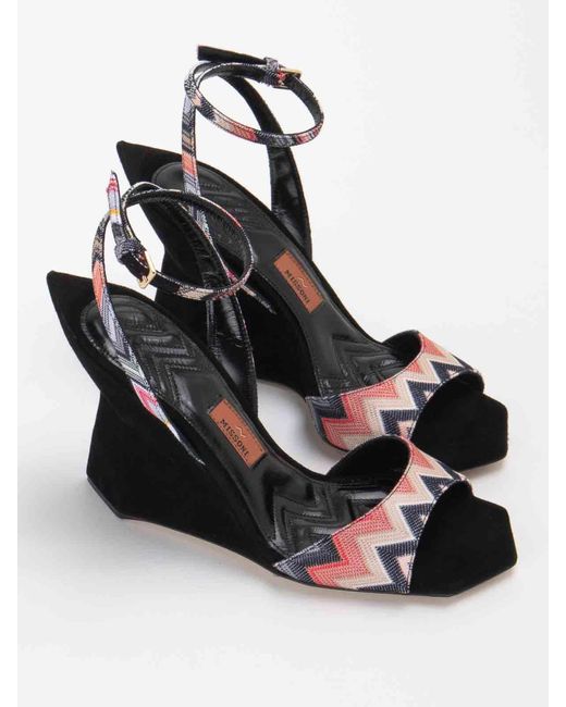 Missoni Black Laced Geometric Print Sandals