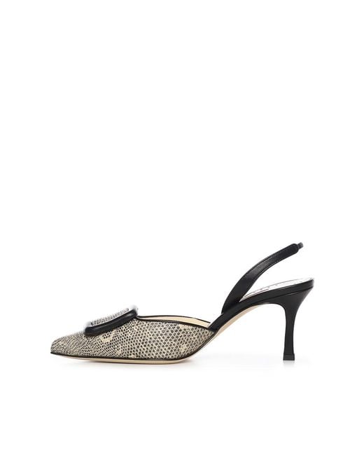 Manolo Blahnik Metallic Maisalebi Lizard Print Pump