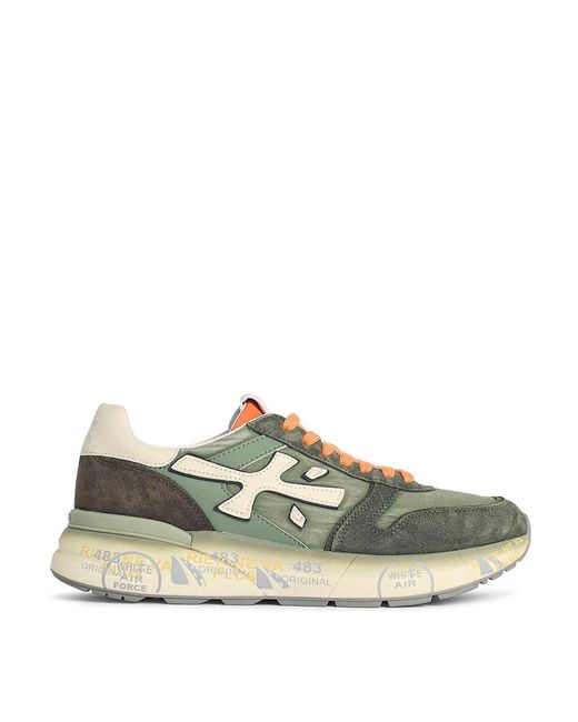Premiata Green Mick Leather Blend Sneakers for men