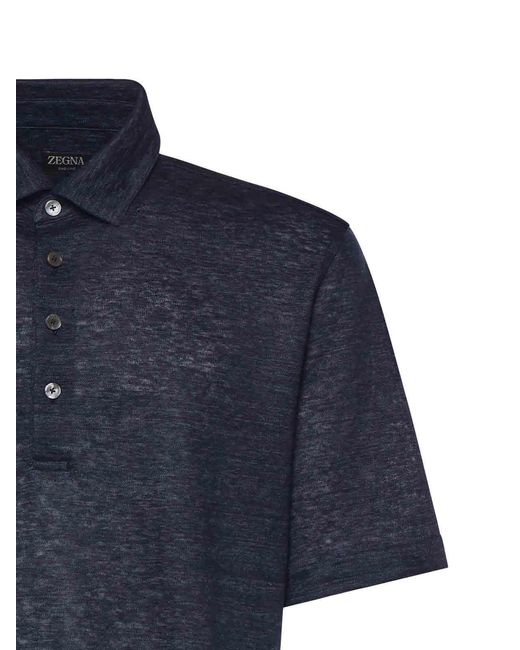 Zegna Blue Oasi Lino Polo for men