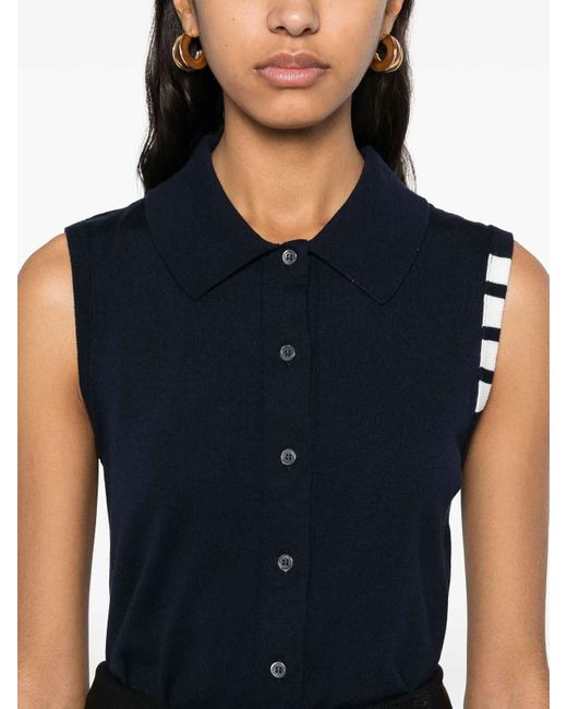 Thom Browne Blue 4-Bar Cotton Vest