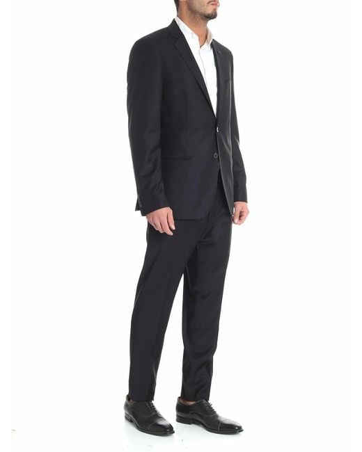 Karl Lagerfeld Black Wool Two Button Suit for men