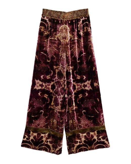 Pierre Louis Mascia Purple Velvet Wide-Leg Trousers