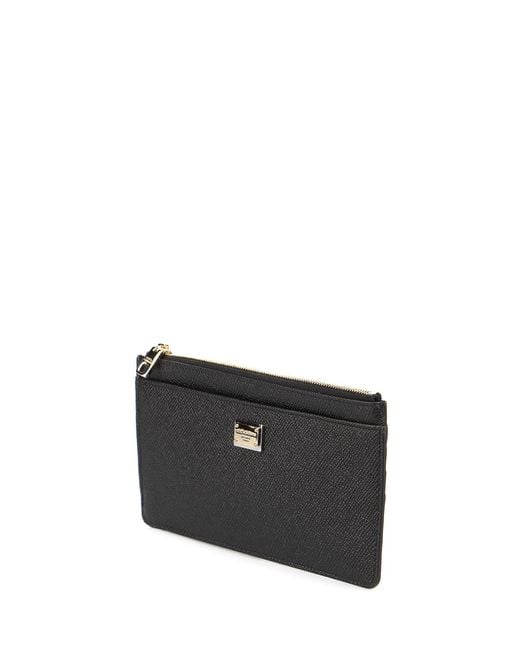 Dolce & Gabbana Black Dauphine Leather Card Case