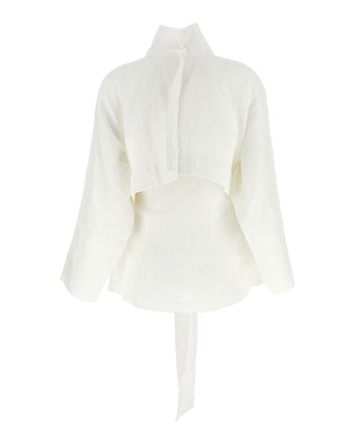 Pleats Please Issey Miyake White 'Hempen' Jacket