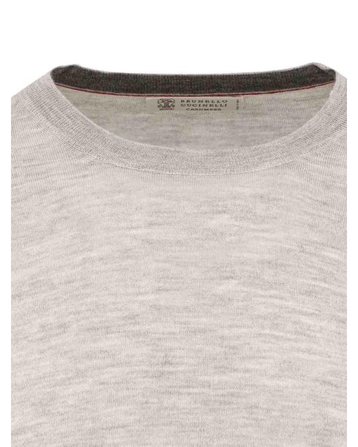 Brunello Cucinelli Gray Cashmere And Silk Shirt for men