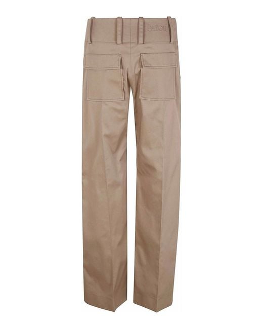 Patou Natural Large Belt Straight Trousers