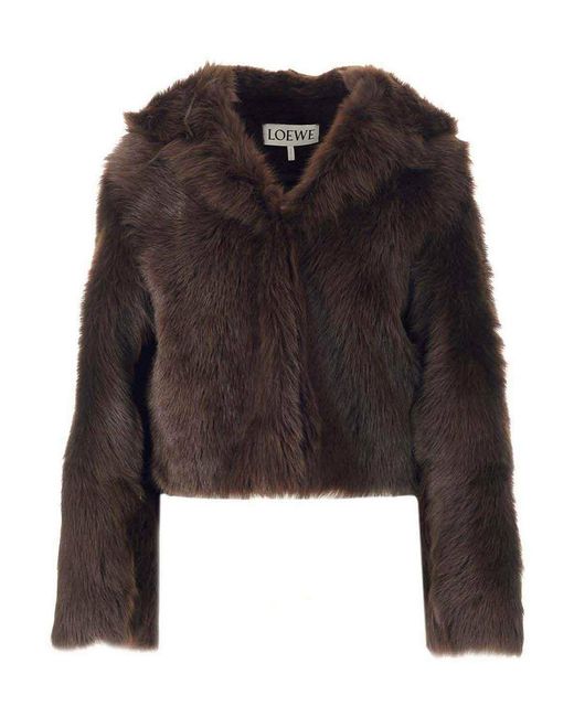Loewe Black Shearling Hooded Jacket