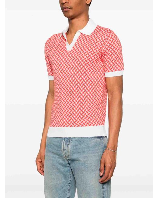 Drumohr Pink 'Razor Blade' Polo for men