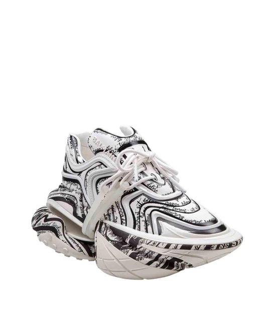 Balmain White Chic Sneaker With Embossed Logo And Cushioned Sole