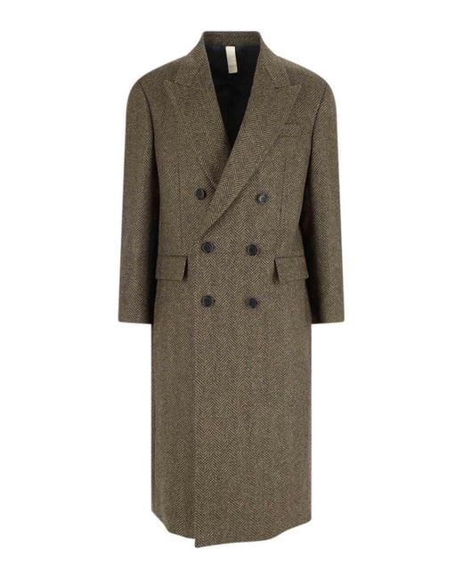 sunflower Green Double-Breasted Coat for men