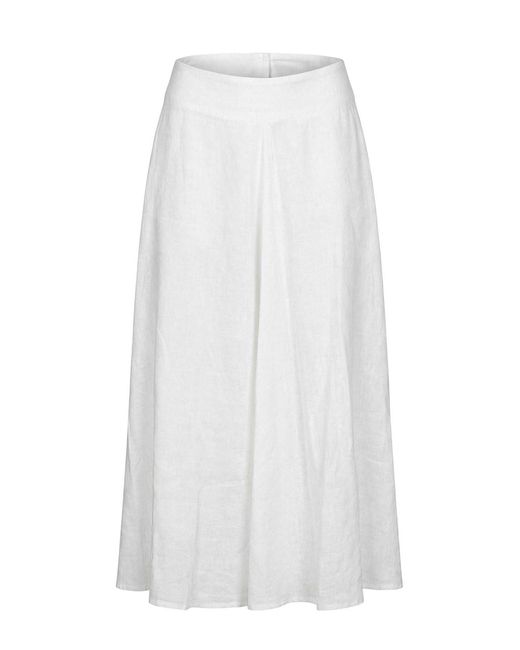 120% Lino White Long Skirt