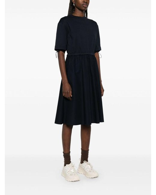 Moncler Black Short-Sleeved Drawstring Midi Dress