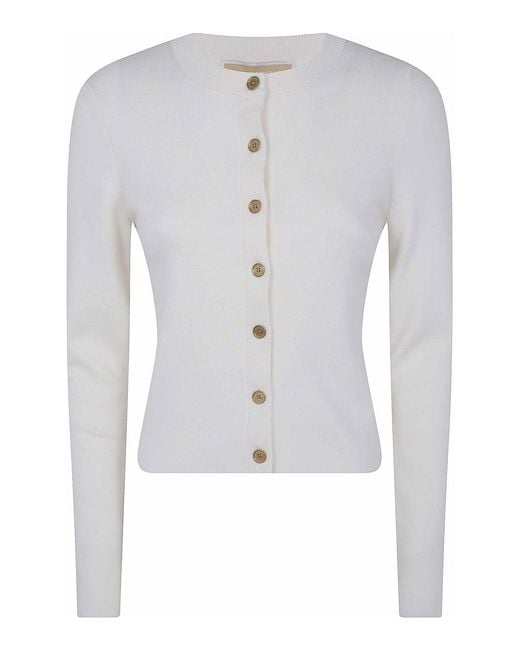Michael Kors Blue Merino Rib Crewneck Cardigan