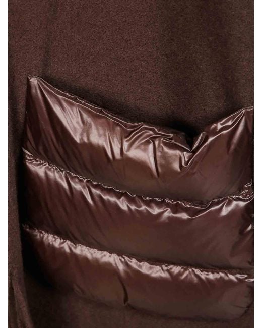Herno Brown Cloth Vest With Nylon Fringes And Pockets