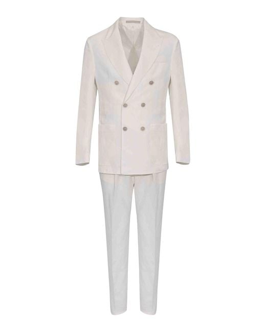 Eleventy White Double-Breasted Suit for men