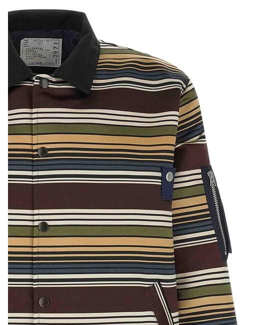 Sacai Black 'Horizontal Stripe' Blouson for men