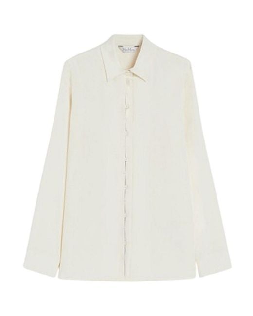 Max Mara White Stretch Silk Cady Shirt