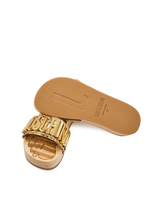 Moschino Natural Metallic Logo Clog