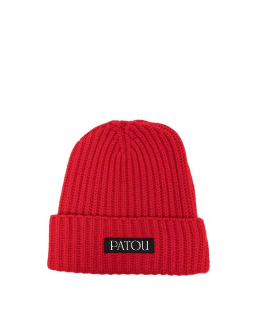 Patou Red Ribbed Beanie