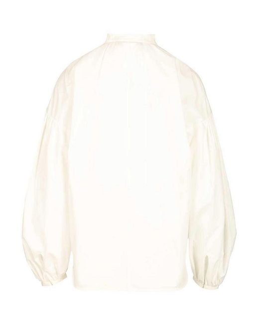 Max Mara White Cotton Satin Blouse Shirts
