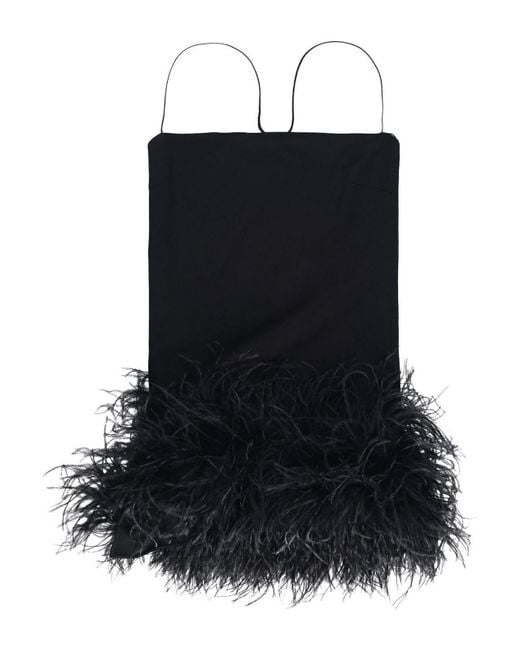 The Attico Black Fujiko Feather Trimmed Mini Dress