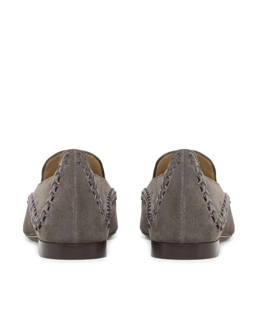 Giorgio Armani Gray Slip-On Suede Sneakers With Woven Embroidery