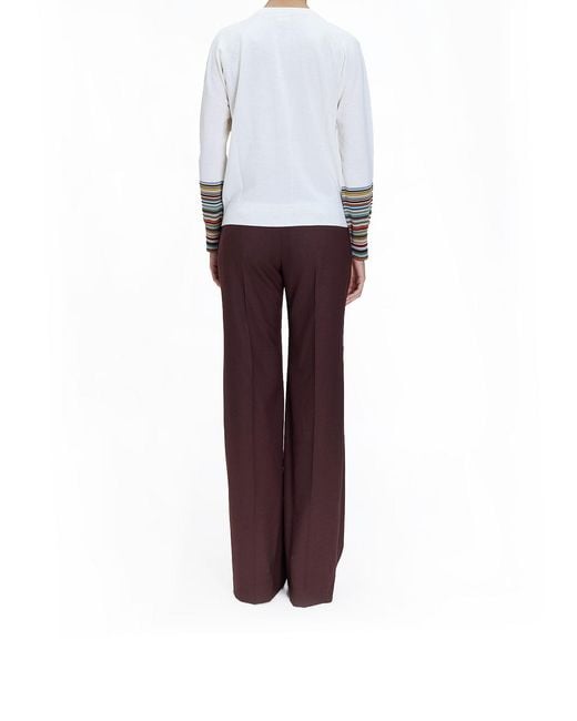 Paul Smith White Cardigan Merinos Maniche Stripes