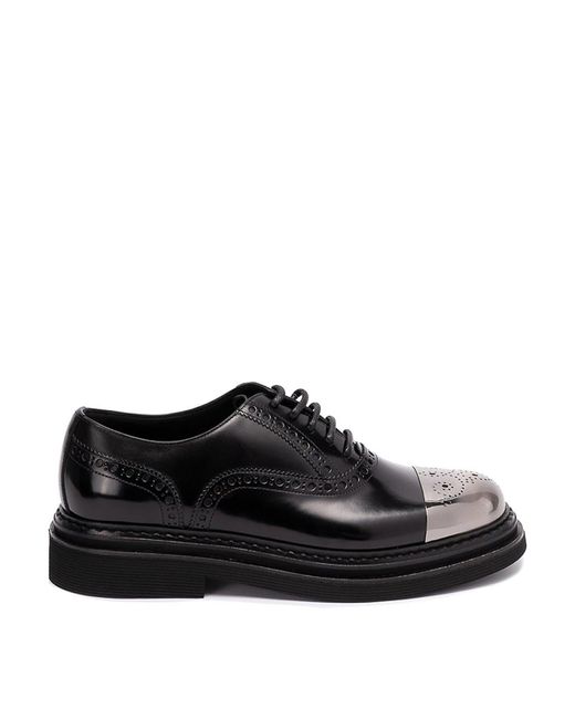 Dolce & Gabbana Black Brushed Leather Derby Shoes for men
