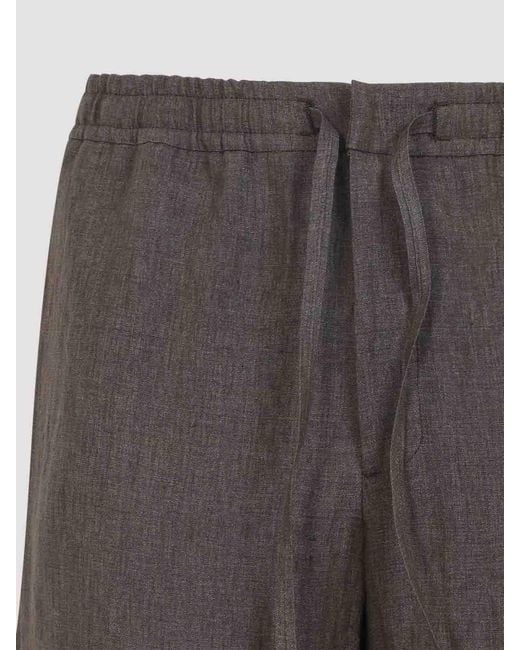 Canali Gray Drawstring Linen Pants for men