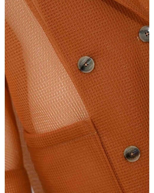 Herno Brown Relaxed See-Through Mesh Coat