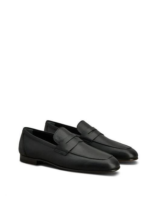 Tod's Black Deconstructed Leather Loafers for men