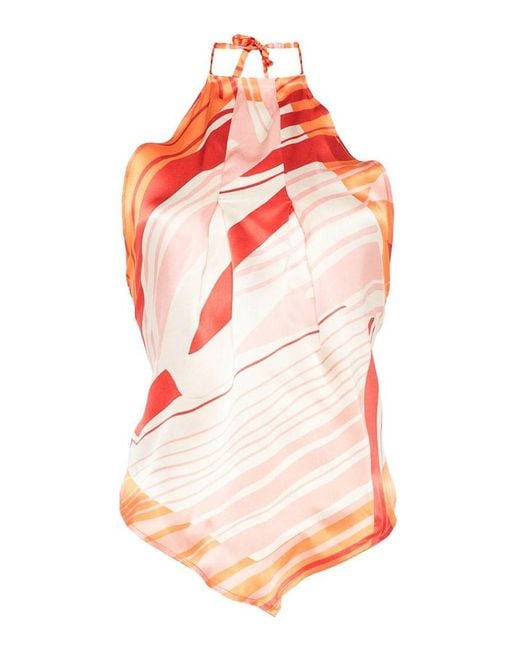 Raquel Diniz Pink Silk Scarf-Effect Top
