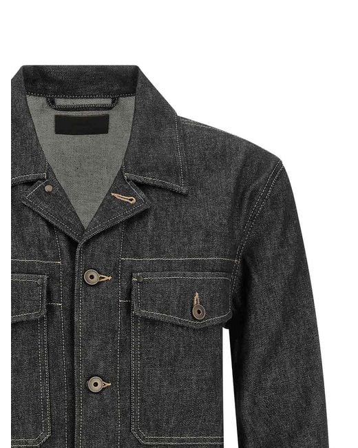 Lemaire Black Trucker' Jacket for men