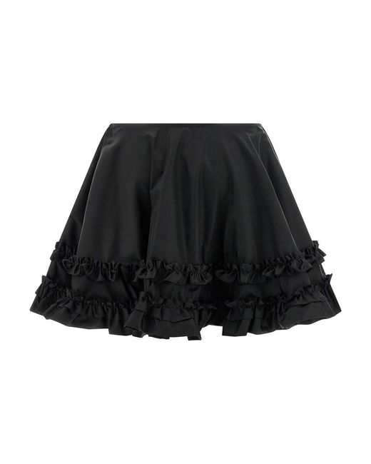 Ganni Black 'duchesse Nylon Mini Frill' Skirt