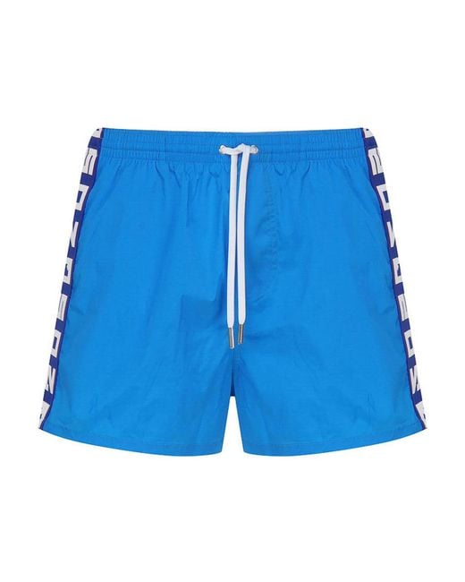 DSquared² Blue Midi Boxer Swimsuit With Logo for men