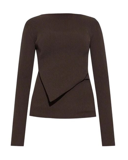 Rick Owens Brown Ribbed Knit Sweater