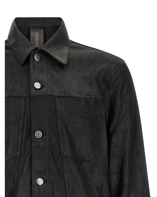 Giorgio Brato Black Leather Jacket for men