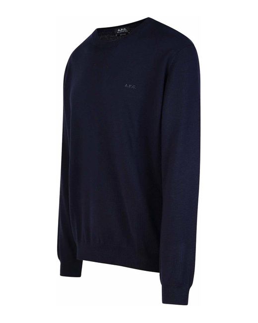 A.P.C. Blue Matt Wool Sweater for men