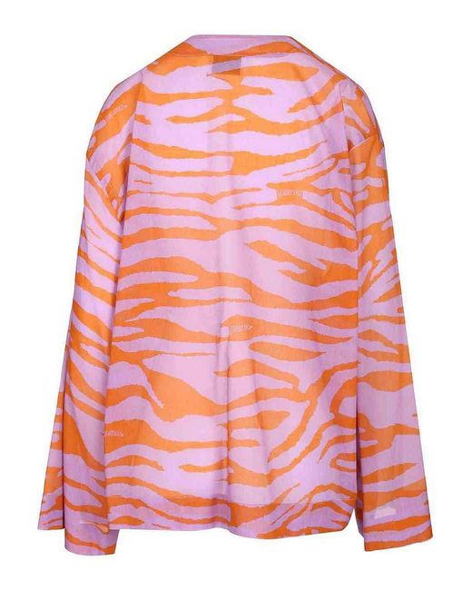 The Attico Pink Animal Print Blouse