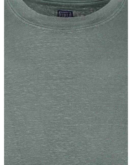 Fedeli Green Crew Neck T-Shirt for men
