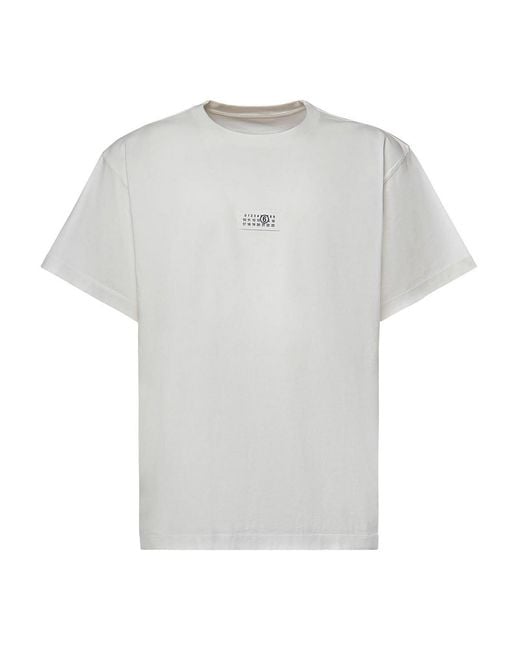 MM6 by Maison Margiela White Numeric Jersey T-Shirt With Logo for men
