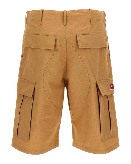 KENZO Natural Cargo Workwear Bermuda Shorts for men
