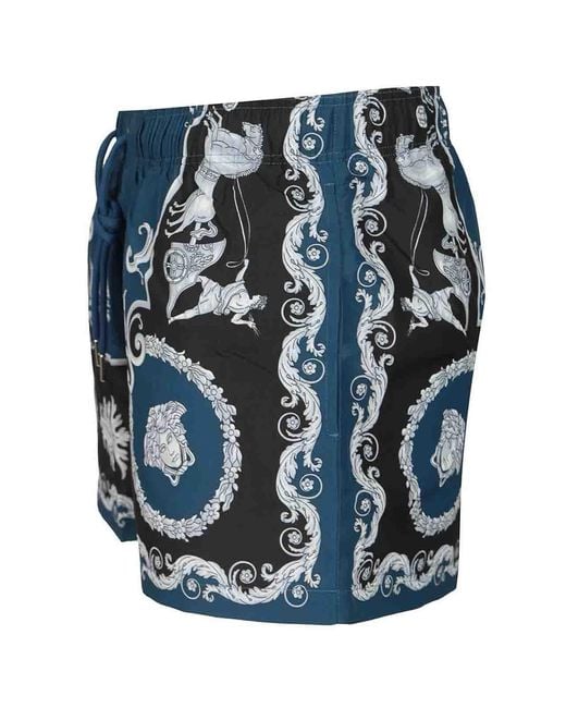 Versace Blue Baroque Swim Shorts for men