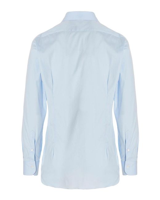 Barba Napoli Blue Poplin Shirt for men